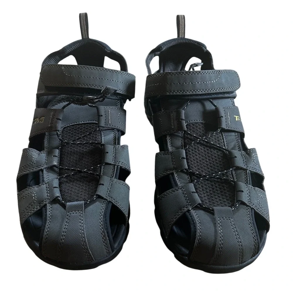 Teva Omnium Mens 13 Grey Hiking Sandals Closed Toe Water Shoes 1001116 ShocPad